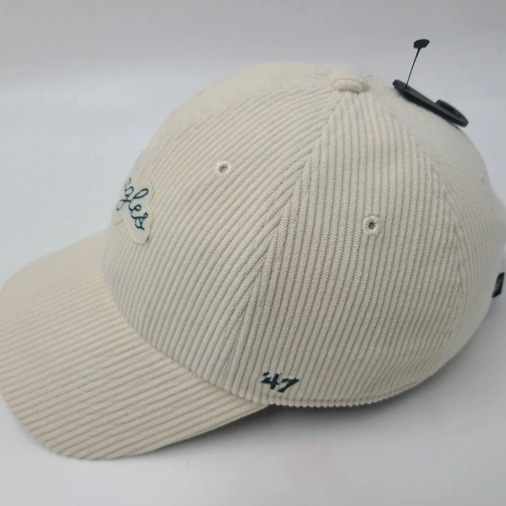Women‎ Philadelphia Eagles Hat Strapback 47 Brand Clean Up Beige Green Corduroy